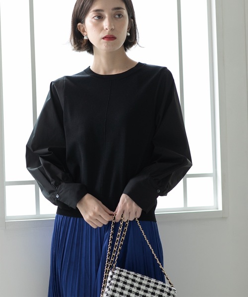 OPAQUE.CLIP（オペークドットクリップ）の「◆異素材切り替えニット【洗濯機洗い可】（ニット/セーター・レディース・チャコールグレー/モスグリーン/ブラック/ライトベージュ・38/36/42/40）」の22枚目の写真