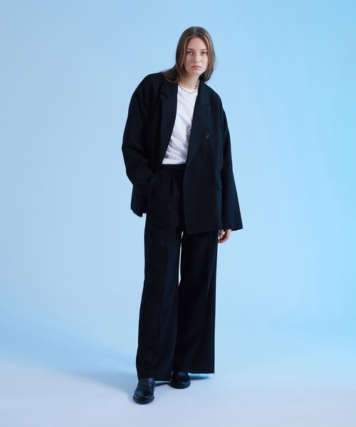 SELLE GLANT(セレグランテ)の「WIDE STRAIGHT CUTOFF PANTS/ワイドストレートカットオフパンツ(スラックス・メンズ・ブラック/チャコールグレー・LARGE/MEDIUM/SMALL)」の6枚目の写真