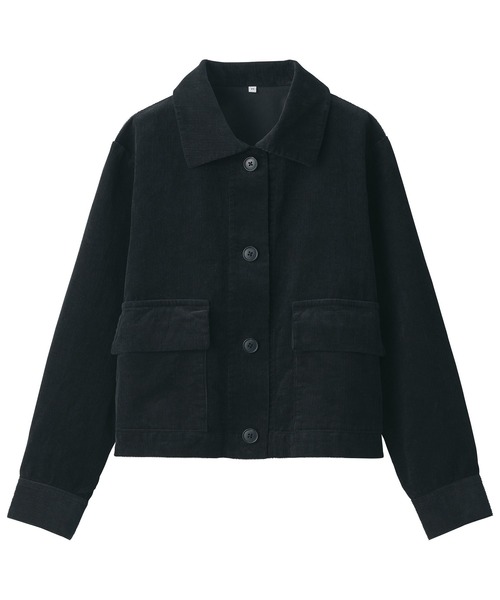 ムジラボ コーデュロイ ノーカラージャケット /S〜M ブラック 無印良品