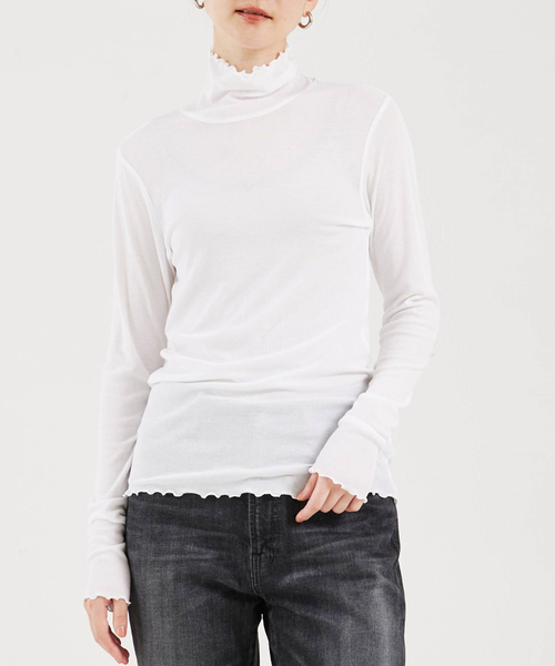 qualite（カリテ）の「強撚フライスタートルロンT（Tシャツ/カットソー・レディース・ホワイト/セージグリーン/ブラック・フリー）」の2枚目の写真