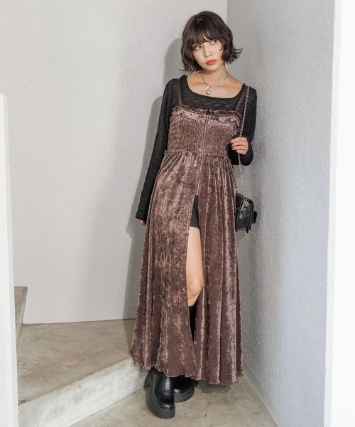 PAGEBOY（ページボーイ）の「ベロアチュールキャミワンピース（ワンピース・レディース・ブラウン/ブラック・FREE）」の12枚目の写真