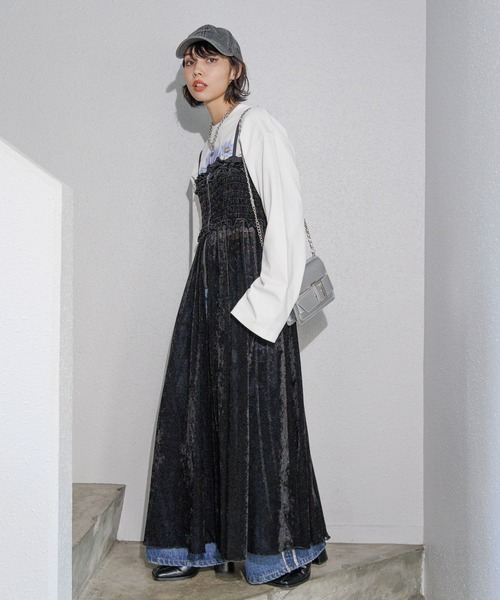 PAGEBOY（ページボーイ）の「ベロアチュールキャミワンピース（ワンピース・レディース・ブラウン/ブラック・FREE）」の10枚目の写真