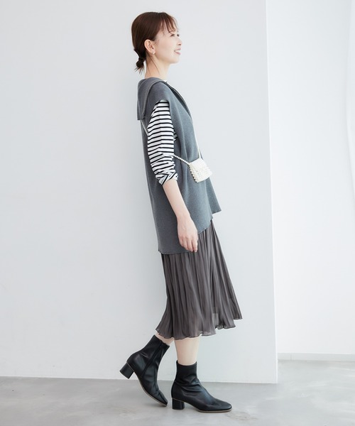 ROPE' PICNIC（ロペピクニック）の「着丈が選べるエアリーブライトプリーツスカート（スカート・レディース・サックスブルー/ダークブラウン/ベージュ・38/T38）」の5枚目の写真