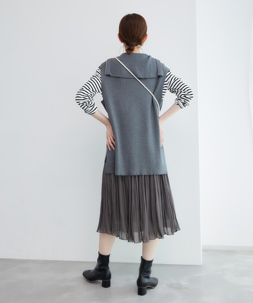 ROPE' PICNIC（ロペピクニック）の「着丈が選べるエアリーブライトプリーツスカート（スカート・レディース・サックスブルー/ダークブラウン/ベージュ・38/T38）」の6枚目の写真