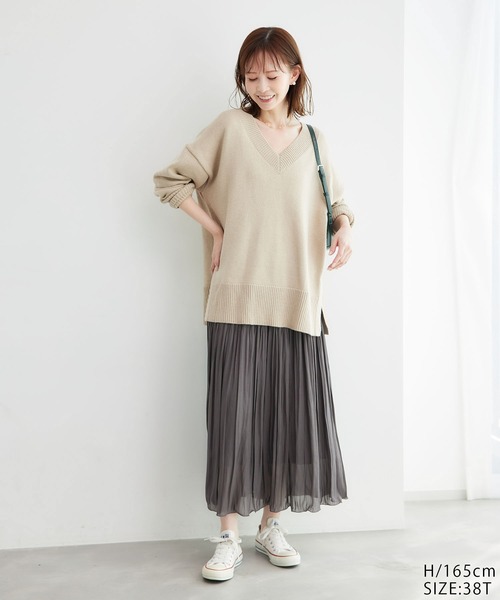 ROPE' PICNIC（ロペピクニック）の「着丈が選べるエアリーブライトプリーツスカート（スカート・レディース・サックスブルー/ダークブラウン/ベージュ・38/T38）」の11枚目の写真