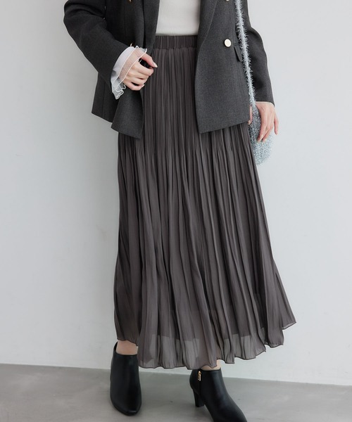 ROPE' PICNIC（ロペピクニック）の「着丈が選べるエアリーブライトプリーツスカート（スカート・レディース・サックスブルー/ダークブラウン/ベージュ・38/T38）」の19枚目の写真