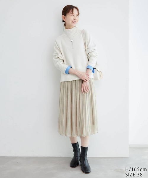 ROPE' PICNIC（ロペピクニック）の「着丈が選べるエアリーブライトプリーツスカート（スカート・レディース・サックスブルー/ダークブラウン/ベージュ・38/T38）」の20枚目の写真