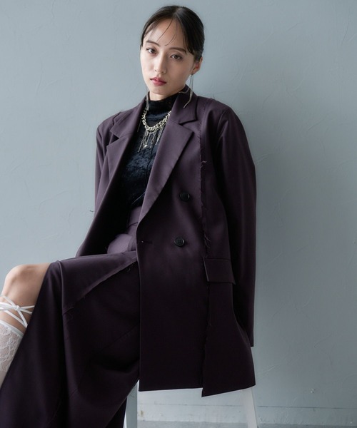 HARE（ハレ）の「TRカットオフミドルジャケット(HARE)（テーラードジャケット・レディース・ブラック/バーガンディー・FREE）」の10枚目の写真