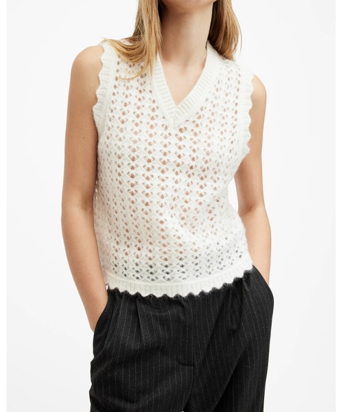ALLSAINTS(オールセインツ)の「VIVIAN OPEN STITCH V-NECK TANK TOP | VIVIAN オープン ステッチ Vネック タンク トップ(タンクトップ・レディース・ホワイト・S/M/XS)」の8枚目の写真