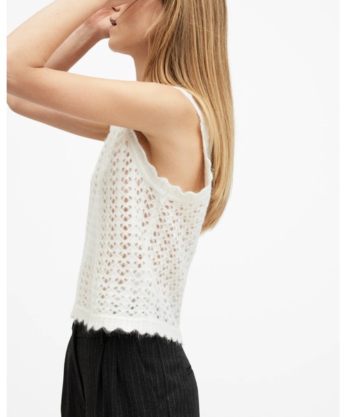 ALLSAINTS(オールセインツ)の「VIVIAN OPEN STITCH V-NECK TANK TOP | VIVIAN オープン ステッチ Vネック タンク トップ(タンクトップ・レディース・ホワイト・S/M/XS)」の6枚目の写真