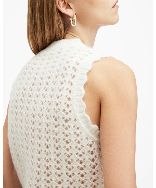 ALLSAINTS(オールセインツ)の「VIVIAN OPEN STITCH V-NECK TANK TOP | VIVIAN オープン ステッチ Vネック タンク トップ(タンクトップ・レディース・ホワイト・S/M/XS)」の4枚目の写真