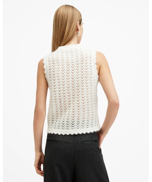 ALLSAINTS(オールセインツ)の「VIVIAN OPEN STITCH V-NECK TANK TOP | VIVIAN オープン ステッチ Vネック タンク トップ(タンクトップ・レディース・ホワイト・S/M/XS)」の3枚目の写真