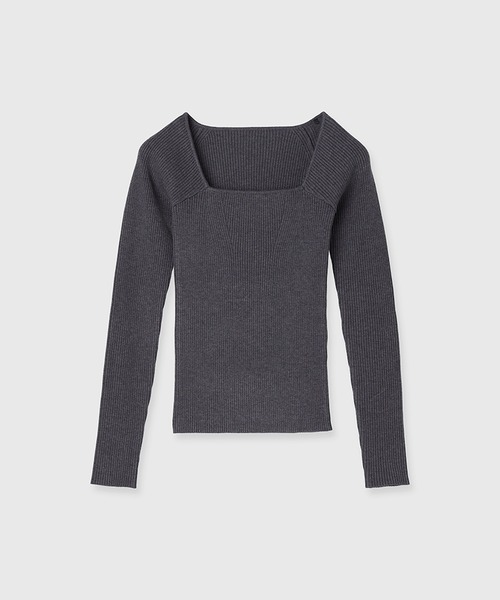 未使用品 アニュアンス カシミヤブレンドデコルテリブニットプルオーバー 24AW anuans 24AW カシミヤブレンドデコルテリブニットプルオーバー anuans