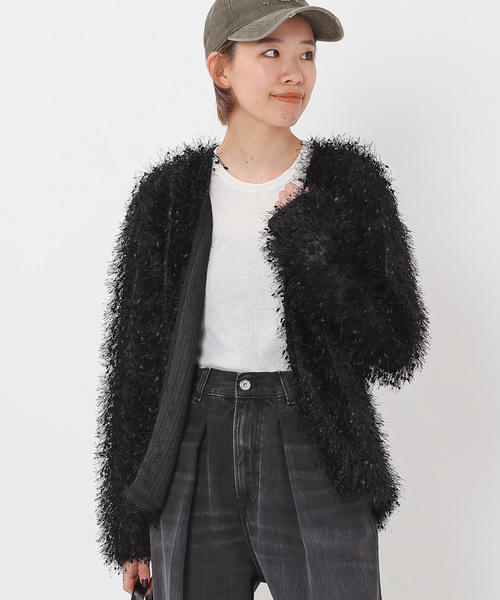 AP STUDIO（エーピーストゥディオ）の「フェザーニットジャケット（ノーカラージャケット・レディース・ブラック・FREE）」の3枚目の写真