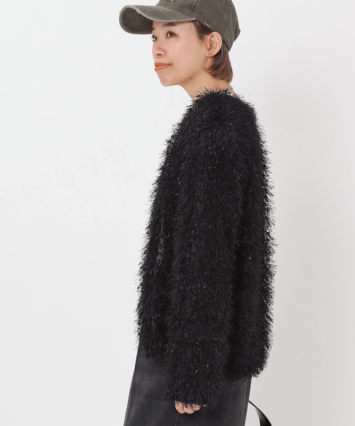 AP STUDIO（エーピーストゥディオ）の「フェザーニットジャケット（ノーカラージャケット・レディース・ブラック・FREE）」の4枚目の写真