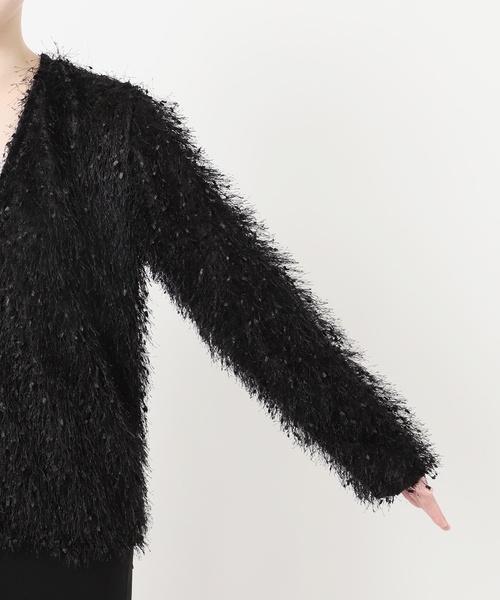 AP STUDIO（エーピーストゥディオ）の「フェザーニットジャケット（ノーカラージャケット・レディース・ブラック・FREE）」の14枚目の写真