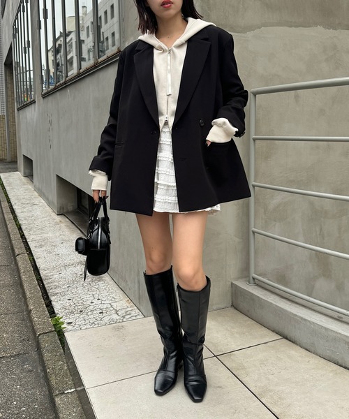 chico オーバーダブルジャケット ブラウン SNS総再生回数400万回突破！セットアップ対応】オーバーダブル