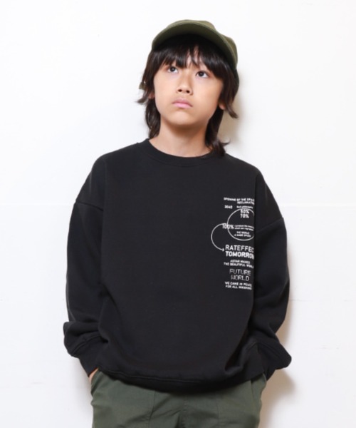 RAT EFFECT(ラットエフェクト)の「RAT EFFECT/ラットエフェクト RAT EARTHトレーナー(スウェット・キッズ・チャコールグレー/ブラック/ライトグレー・160/150/140/130)」の1枚目の写真