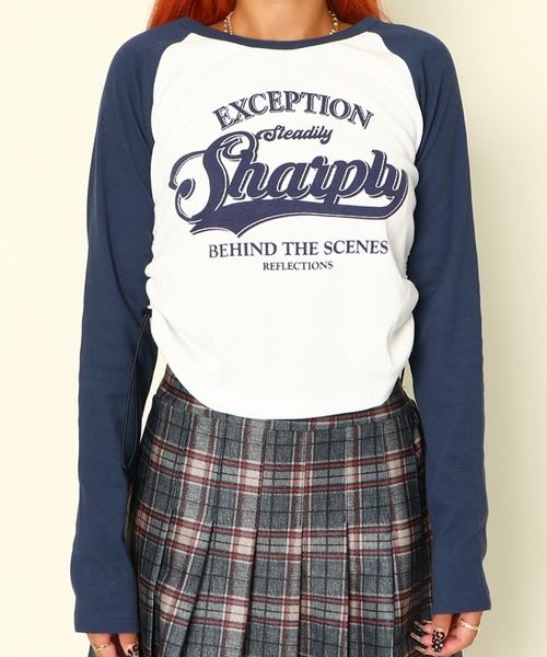 GORGE(ゴージ)の「ギャザーロゴプリントテレコTOPS(Tシャツ/カットソー・レディース・ブラック/ネイビー・F)」の6枚目の写真