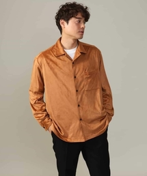 【やわらかい着心地】ライトフェイクスエードオープンカラーシャツ