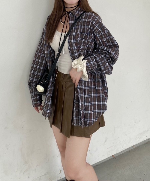 nemne store（ネンネストア）の「【Seoup】ギークチェックシャツ（シャツ/ブラウス・レディース・ブラウン系/グレー系・SMALL/MEDIUM）」の18枚目の写真