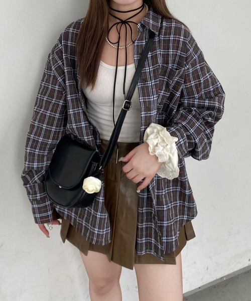 nemne store（ネンネストア）の「【Seoup】ギークチェックシャツ（シャツ/ブラウス・レディース・ブラウン系/グレー系・SMALL/MEDIUM）」の12枚目の写真