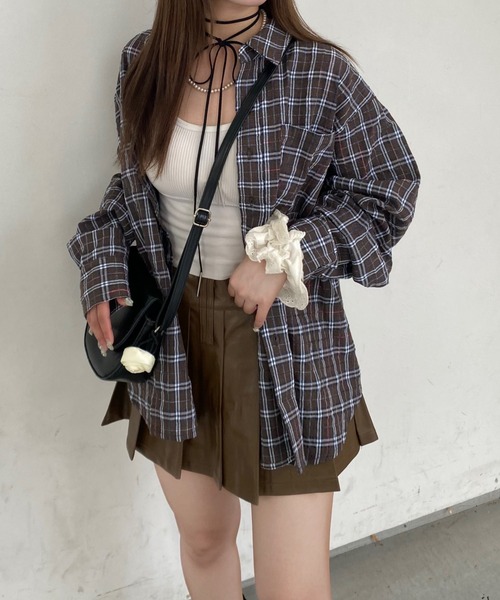 nemne store（ネンネストア）の「【Seoup】ギークチェックシャツ（シャツ/ブラウス・レディース・ブラウン系/グレー系・SMALL/MEDIUM）」の13枚目の写真