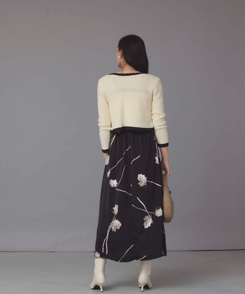 fifth(フィフス)の「キャミ付きスカラップニットカーディガン(カーディガン/ボレロ・レディース・ブラック/アイボリー・M)」の9枚目の写真