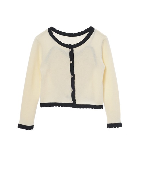 fifth(フィフス)の「キャミ付きスカラップニットカーディガン(カーディガン/ボレロ・レディース・ブラック/アイボリー・M)」の12枚目の写真