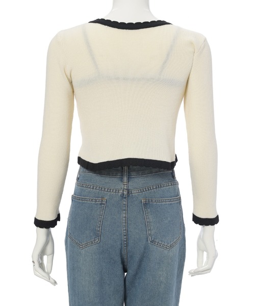 fifth(フィフス)の「キャミ付きスカラップニットカーディガン(カーディガン/ボレロ・レディース・ブラック/アイボリー・M)」の15枚目の写真