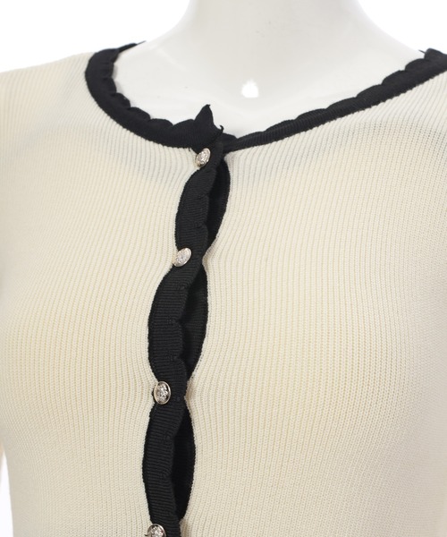fifth(フィフス)の「キャミ付きスカラップニットカーディガン(カーディガン/ボレロ・レディース・ブラック/アイボリー・M)」の16枚目の写真