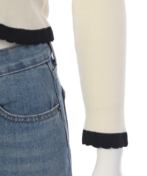 fifth(フィフス)の「キャミ付きスカラップニットカーディガン(カーディガン/ボレロ・レディース・ブラック/アイボリー・M)」の17枚目の写真