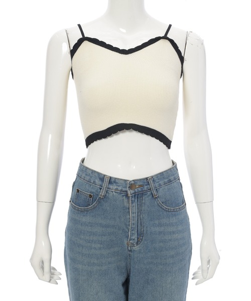 fifth(フィフス)の「キャミ付きスカラップニットカーディガン(カーディガン/ボレロ・レディース・ブラック/アイボリー・M)」の19枚目の写真