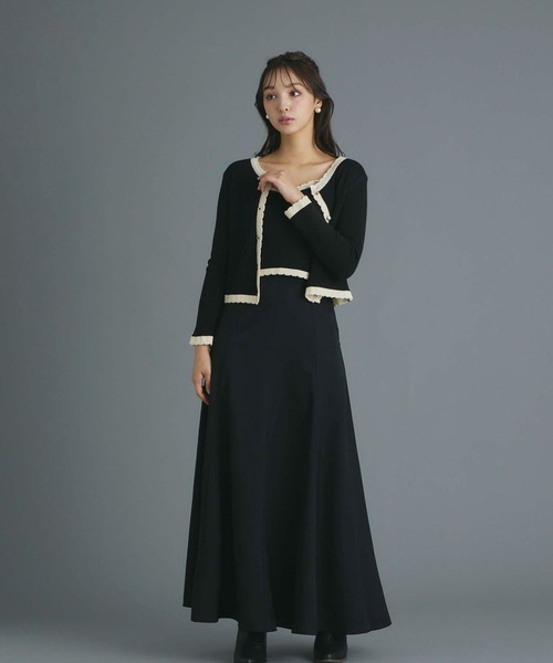 fifth(フィフス)の「キャミ付きスカラップニットカーディガン(カーディガン/ボレロ・レディース・ブラック/アイボリー・M)」の22枚目の写真