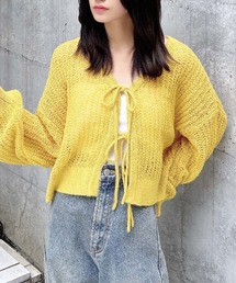 フロントリボンモヘアニットカーディガン