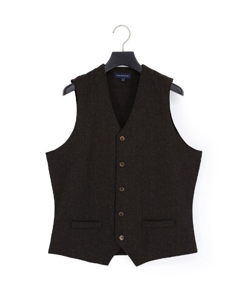 Perfect Suit FActory（パーフェクトスーツファクトリー）の「TRANS CONTINENTS　フロントクラシックニットジレ　グレー/ブラウン/カーキ/ネイビー（ベスト・メンズ・チャコールグレー/カーキ/ネイビー/ダークブラウン・M/LL/L）」の2枚目の写真