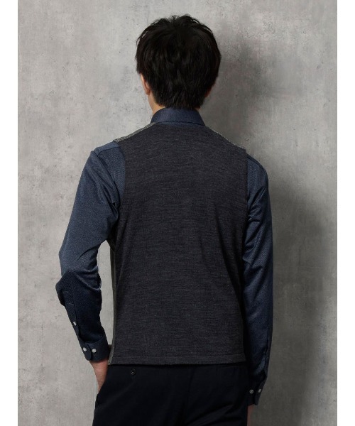 TRANS CONTINENTS フロントクラシックニットジレ グレー/ブラウン/カーキ/ネイビー（ベスト）｜Perfect Suit FActory（パーフェクトスーツファクトリー）