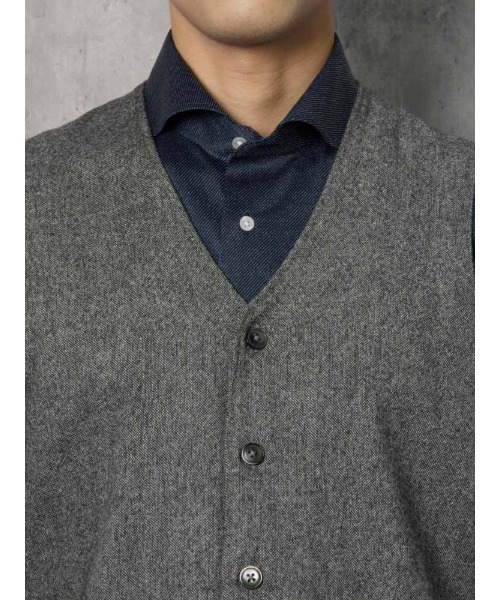 TRANS CONTINENTS フロントクラシックニットジレ グレー/ブラウン/カーキ/ネイビー（ベスト）｜Perfect Suit FActory（パーフェクトスーツファクトリー）