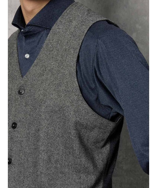TRANS CONTINENTS フロントクラシックニットジレ グレー/ブラウン/カーキ/ネイビー（ベスト）｜Perfect Suit FActory（パーフェクトスーツファクトリー）