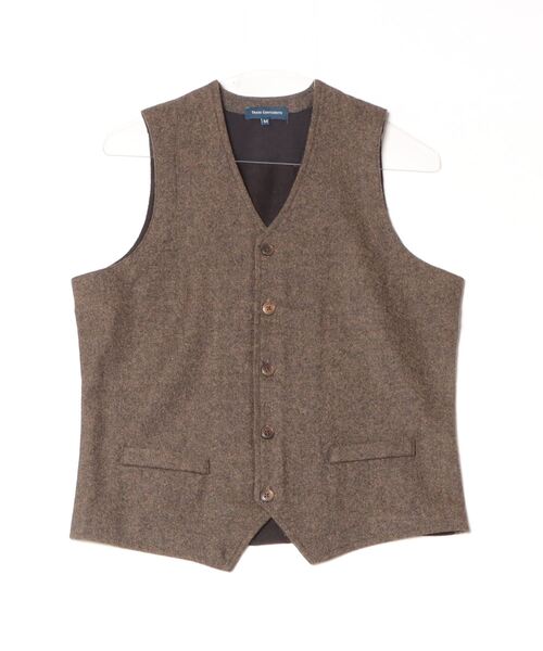 セール】TRANS CONTINENTS フロントクラシックニットジレ グレー