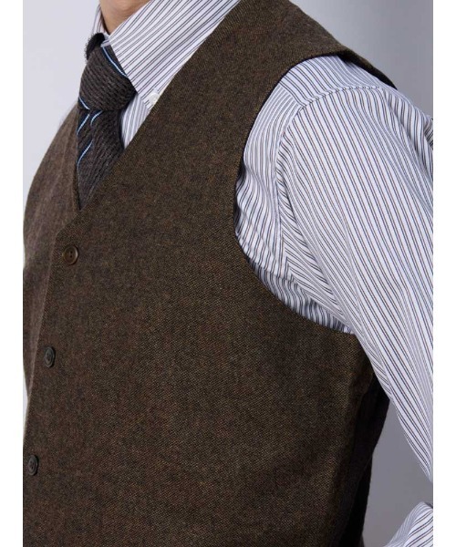 TRANS CONTINENTS フロントクラシックニットジレ グレー/ブラウン/カーキ/ネイビー（ベスト）｜Perfect Suit FActory（パーフェクトスーツファクトリー）