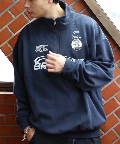 ８(eight)（エイト）の「半起毛ロゴハーフジップ（スウェット・メンズ・ネイビー/ブラック/アッシュ・MEDIUM/LARGE）」の3枚目の写真