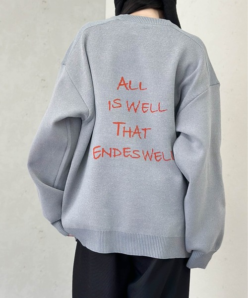 Per sist ence(パーシエンス)の「バックロゴデザイン ジャガードニットプルオーバー(ニット/セーター・レディース・ネイビー/グレー/アイボリー/ブラック・FREE)」の4枚目の写真