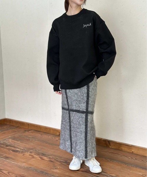 Per sist ence(パーシエンス)の「バックロゴデザイン ジャガードニットプルオーバー(ニット/セーター・レディース・ネイビー/グレー/アイボリー/ブラック・FREE)」の6枚目の写真