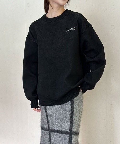 Per sist ence(パーシエンス)の「バックロゴデザイン ジャガードニットプルオーバー(ニット/セーター・レディース・ネイビー/グレー/アイボリー/ブラック・FREE)」の7枚目の写真