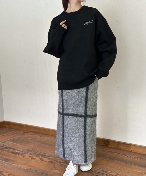 Per sist ence(パーシエンス)の「バックロゴデザイン ジャガードニットプルオーバー(ニット/セーター・レディース・ネイビー/グレー/アイボリー/ブラック・FREE)」の9枚目の写真