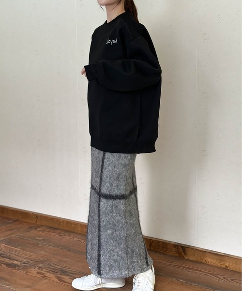 Per sist ence(パーシエンス)の「バックロゴデザイン ジャガードニットプルオーバー(ニット/セーター・レディース・ネイビー/グレー/アイボリー/ブラック・FREE)」の11枚目の写真