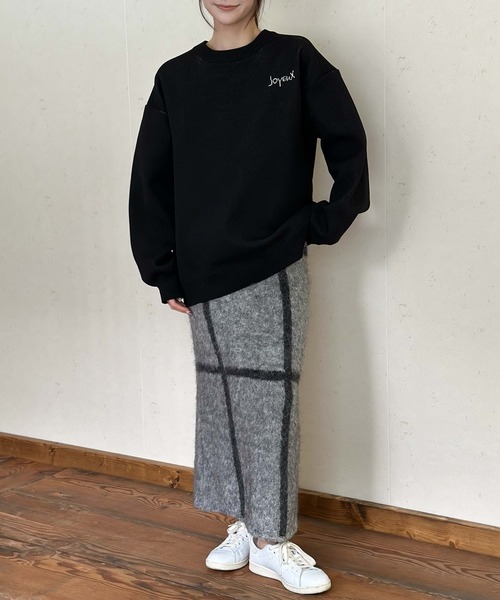 Per sist ence(パーシエンス)の「バックロゴデザイン ジャガードニットプルオーバー(ニット/セーター・レディース・ネイビー/グレー/アイボリー/ブラック・FREE)」の21枚目の写真