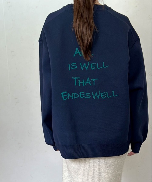 【完売モデル】ブラックアイパッチ ロゴ ジャガードニット 即日発送 人気デザイン セール】手書き風ロゴバックデザイン ジャガードニットプルオーバー