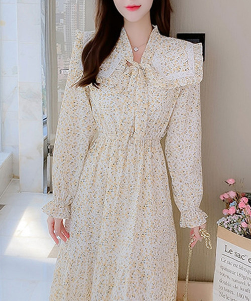 【セール】フラワープリント ワンピース ラッフルデザイン（ワンピース）｜VIVID LADY（ビビッドレディー） 4,761円